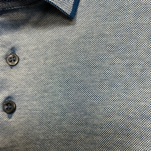 Canali L-XL (56 Canali) golf shirt in excellent near new cond- blue iridescent - Picture 3 of 12